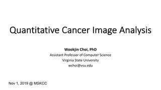 Nov 1, 2019 @ MSKCC
Quantitative Cancer Image Analysis
Wookjin Choi, PhD
Assistant Professor of Computer Science
Virginia State University
wchoi@vsu.edu
 