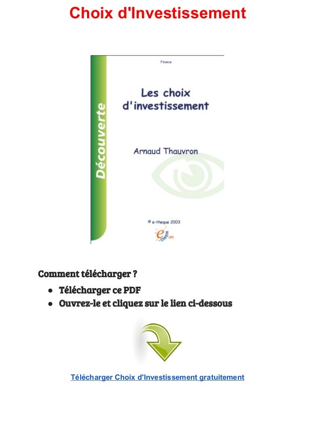 Télécharger Choix d'investissement