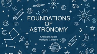FOUNDATIONS
OF
ASTRONOMY
Christian Julian
Marigold Celestra
 