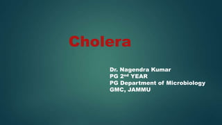 Cholera
Dr. Nagendra Kumar
PG 2nd YEAR
PG Department of Microbiology
GMC, JAMMU
 