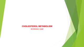 CHOLESTEROL METABOLISM
DR ROHINI C SANE
 