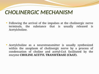 Cholinergic mechanism PHARMACOLOGY 7777777777 | PPTX