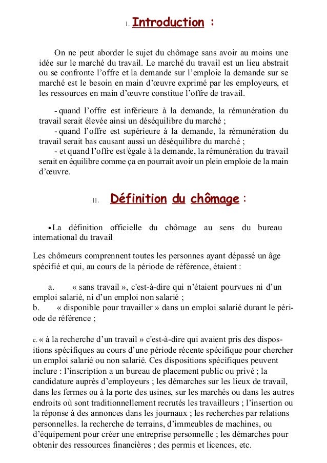 DISSERTATION SUR LE COÛT DU TRAVAIL ET CHOMAGE - Dissertation - isaluap