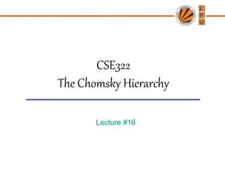 CSE322
The Chomsky Hierarchy
Lecture #16
 