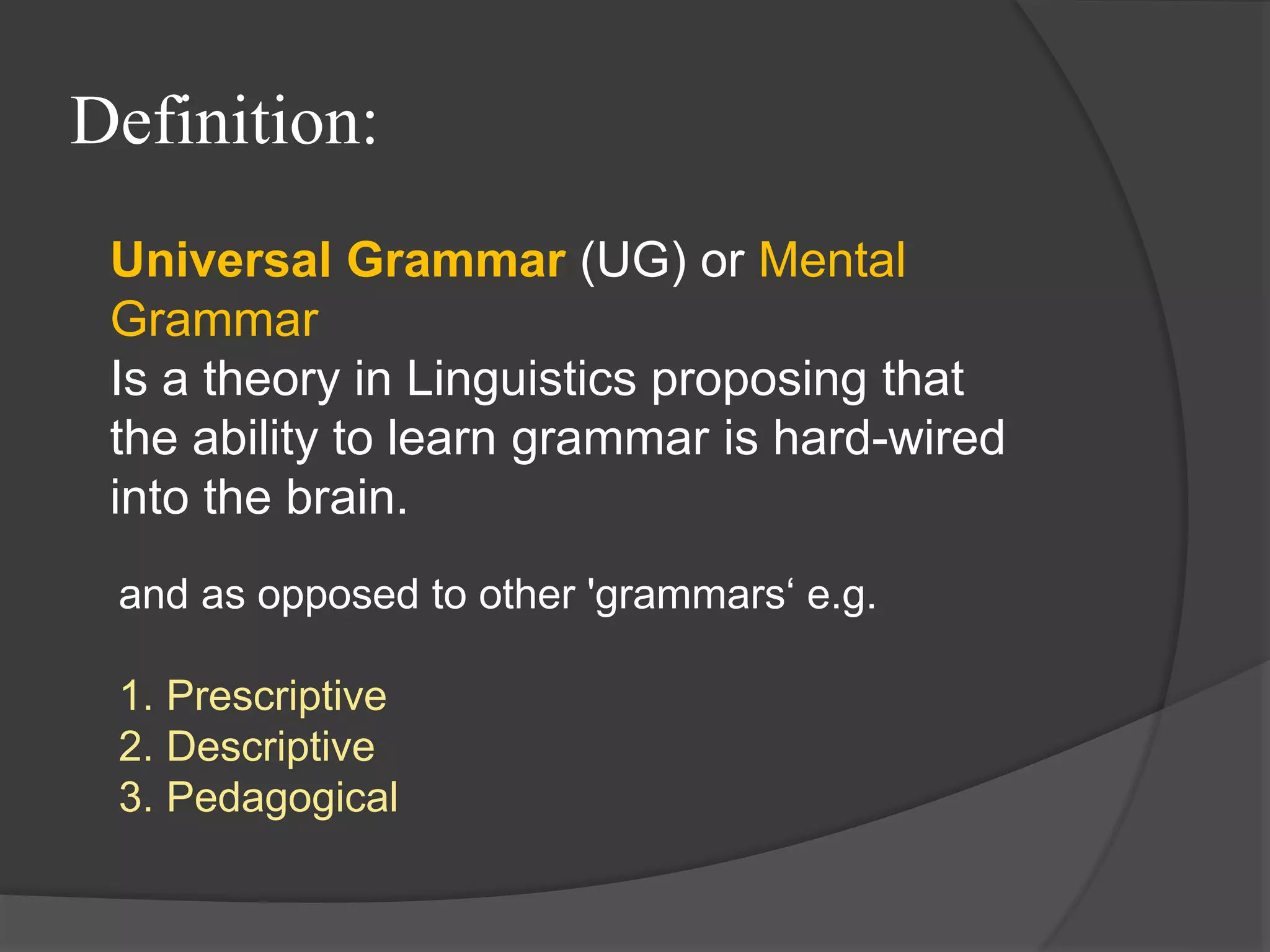 Chomsky's Universal Grammar | PPTX