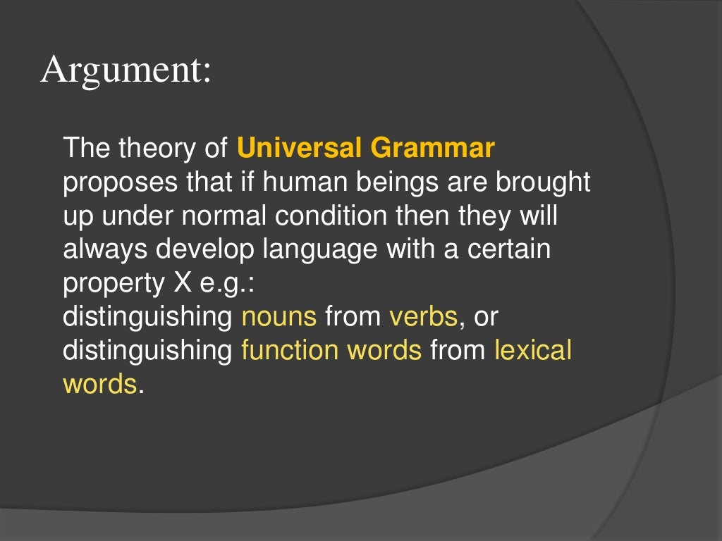 Chomsky’s Universal Grammar