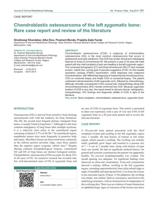 Chondroblastic osteosarcoma of the left zygomatic bone rare case report ...