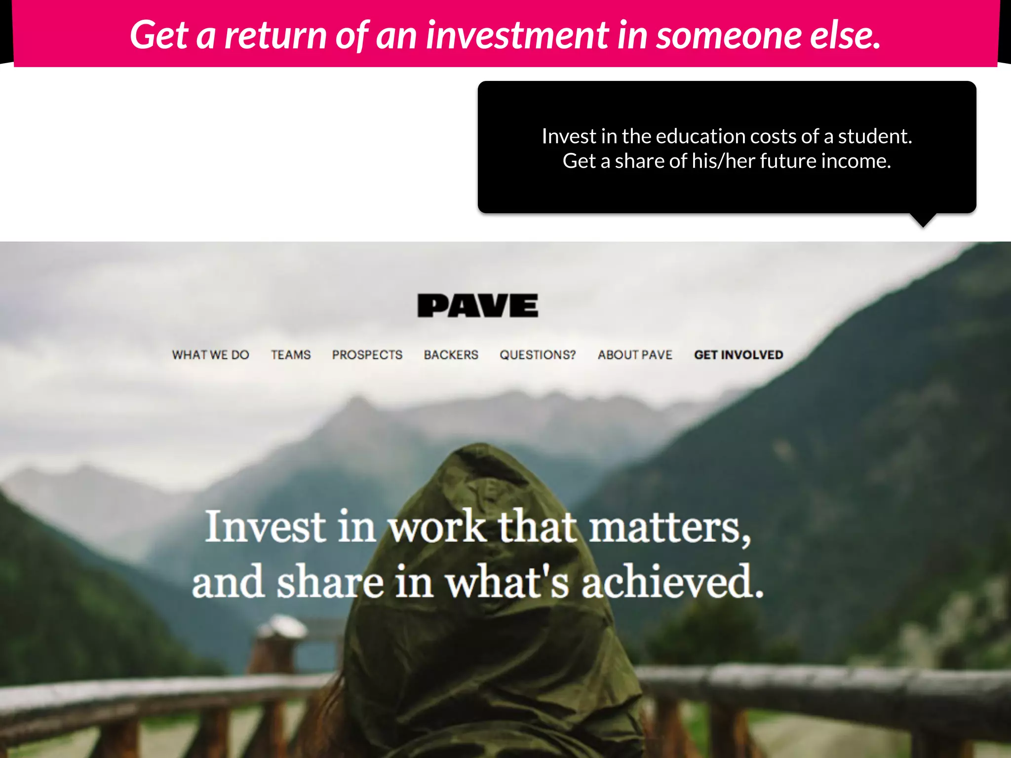 Crowdfunding (many variations)
For pre-sales?
Investment?
Donation?
 