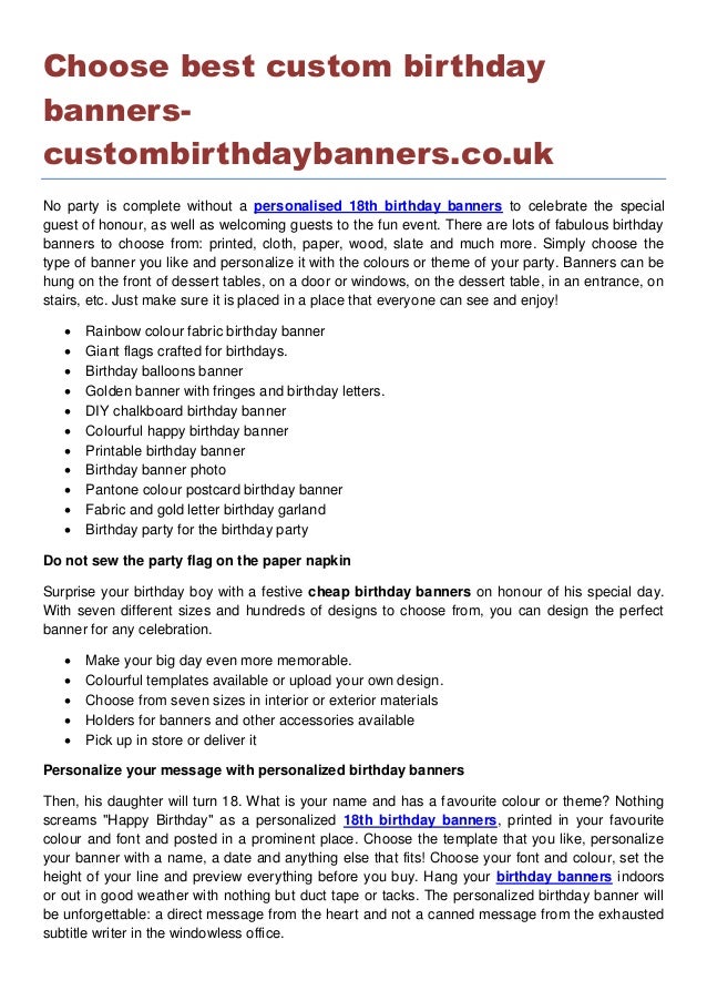 Choose Best Custom Birthday Banners Custombirthdaybanners Co Uk