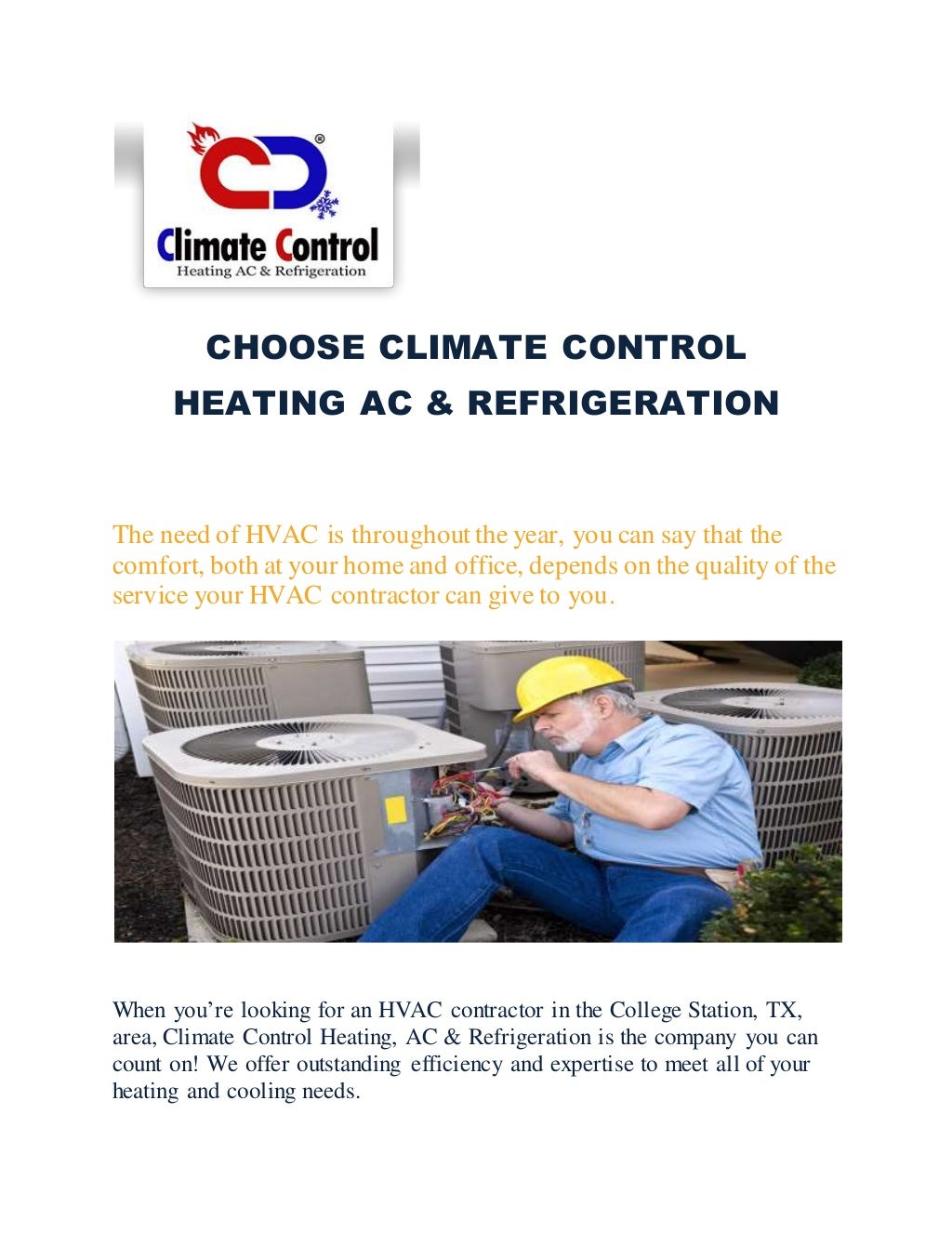 Choose climate control heating ac amp; refrigeration