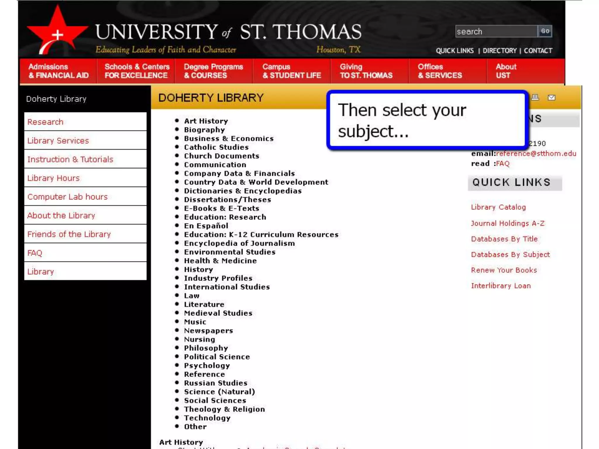 Choose a Library Database
