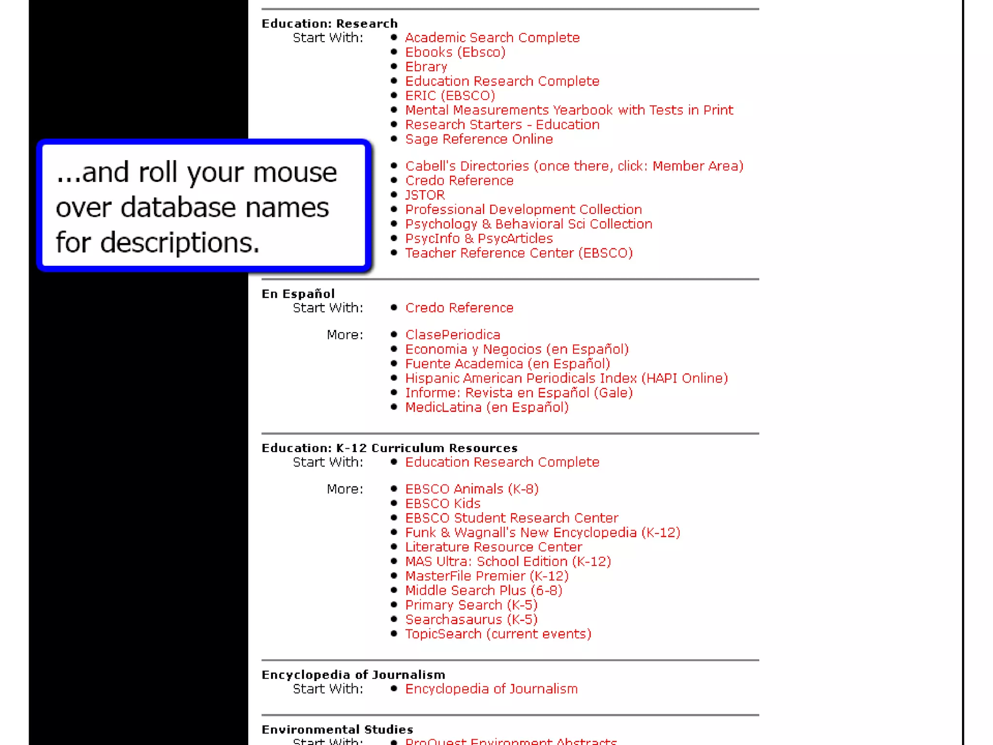 Choose a Library Database