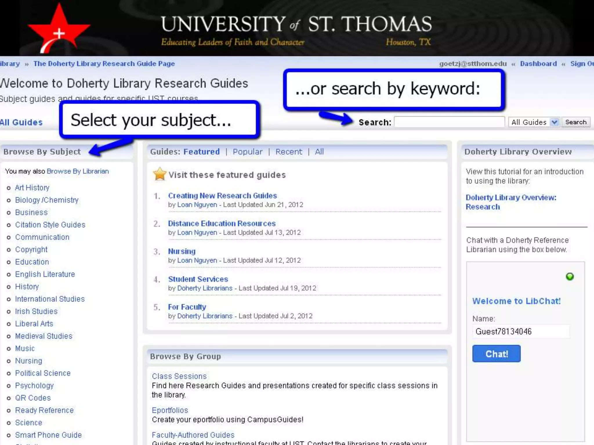Choose a Library Database