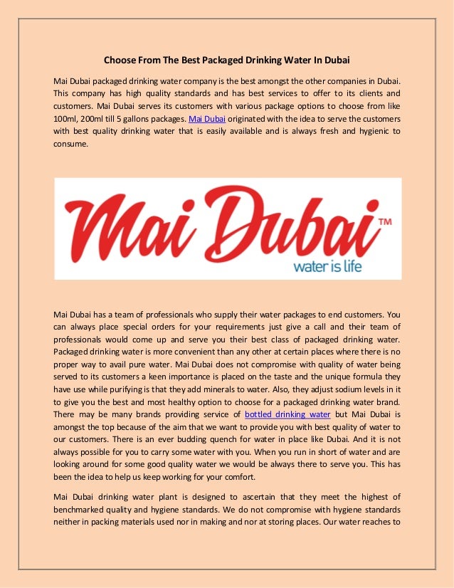 Choose From The Best Packaged Drinking Water In Dubai