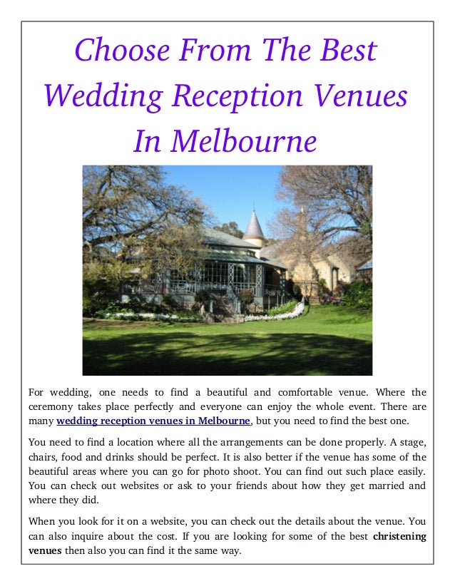 Choose From The Best Wedding Reception Venues In Melbourne