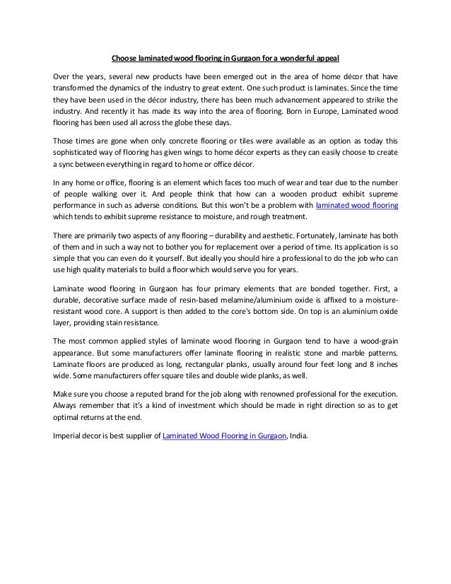 Choose laminated wood flooring in gurgaon for a wonderful appeal