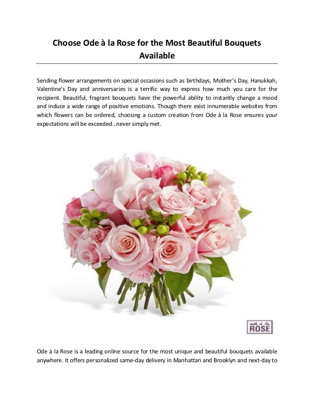 Choose Ode à la Rose for the Most Beautiful Bouquets Available