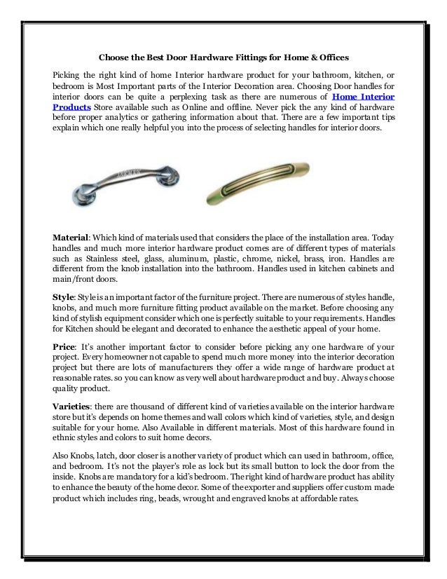 Choose The Best Door Hardware Fittings For Home Offices