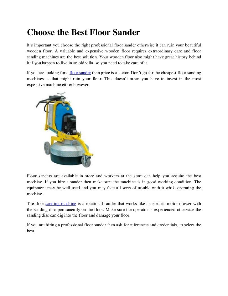 Choose The Best Floor Sander