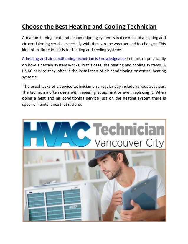 Choose the best heating and cooling technician