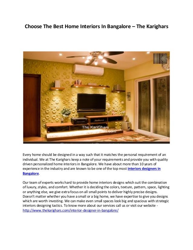 Best Home Interior Designer In Bangalore The Karighars