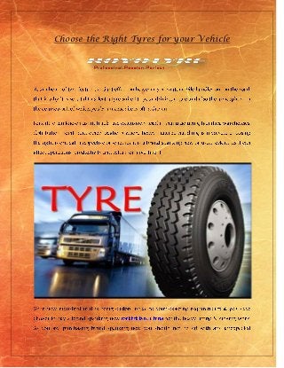 Choose the Right Tyres for your Vehicle
 