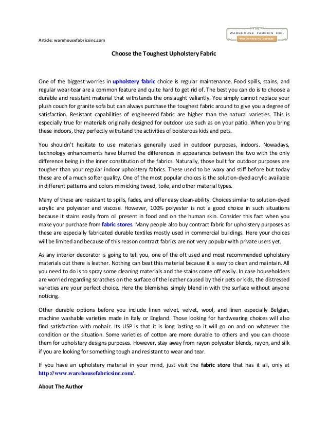 Choose the toughest upholstery fabric