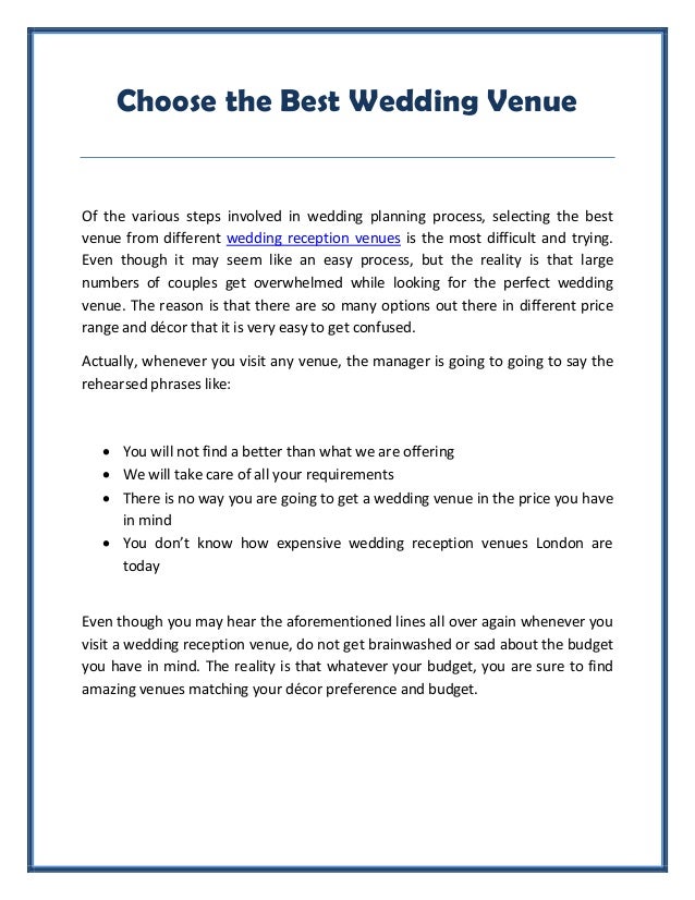 Choose Wedding Reception Venue London