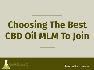 How To Choose The Best CBD Oil MLM Companies To Join