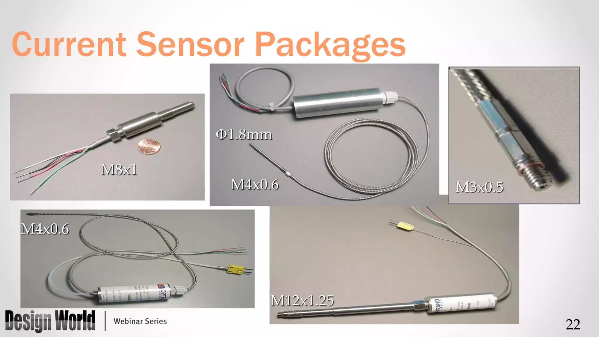 Current Sensor Packages
F1.8mm
M8x1

M4x0.6

M3x0.5

M4x0.6

M12x1.25
22

 