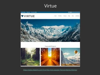 Virtue
https://www.sitepoint.com/10-of-the-most-popular-free-wordpress-themes/
 
