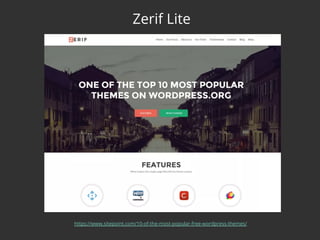 Zerif Lite
https://www.sitepoint.com/10-of-the-most-popular-free-wordpress-themes/
 