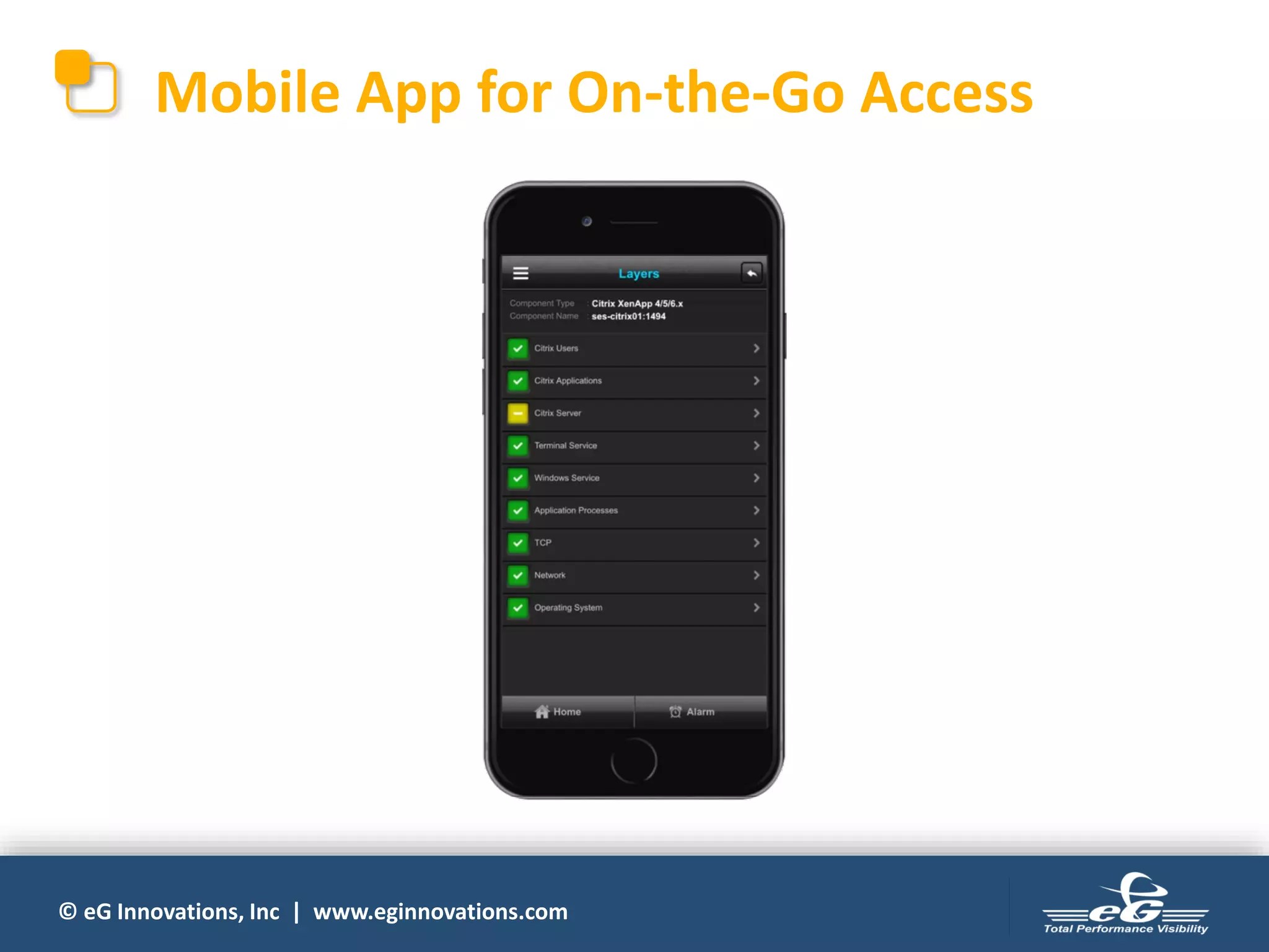 © eG Innovations, Inc | www.eginnovations.com
Mobile App for On-the-Go Access
 