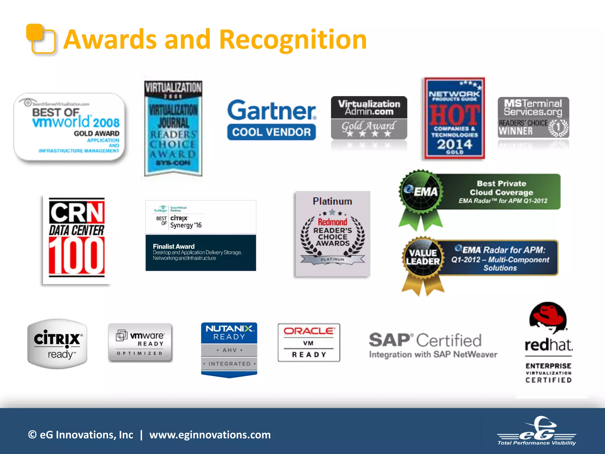 © eG Innovations, Inc | www.eginnovations.com
Awards and Recognition
 