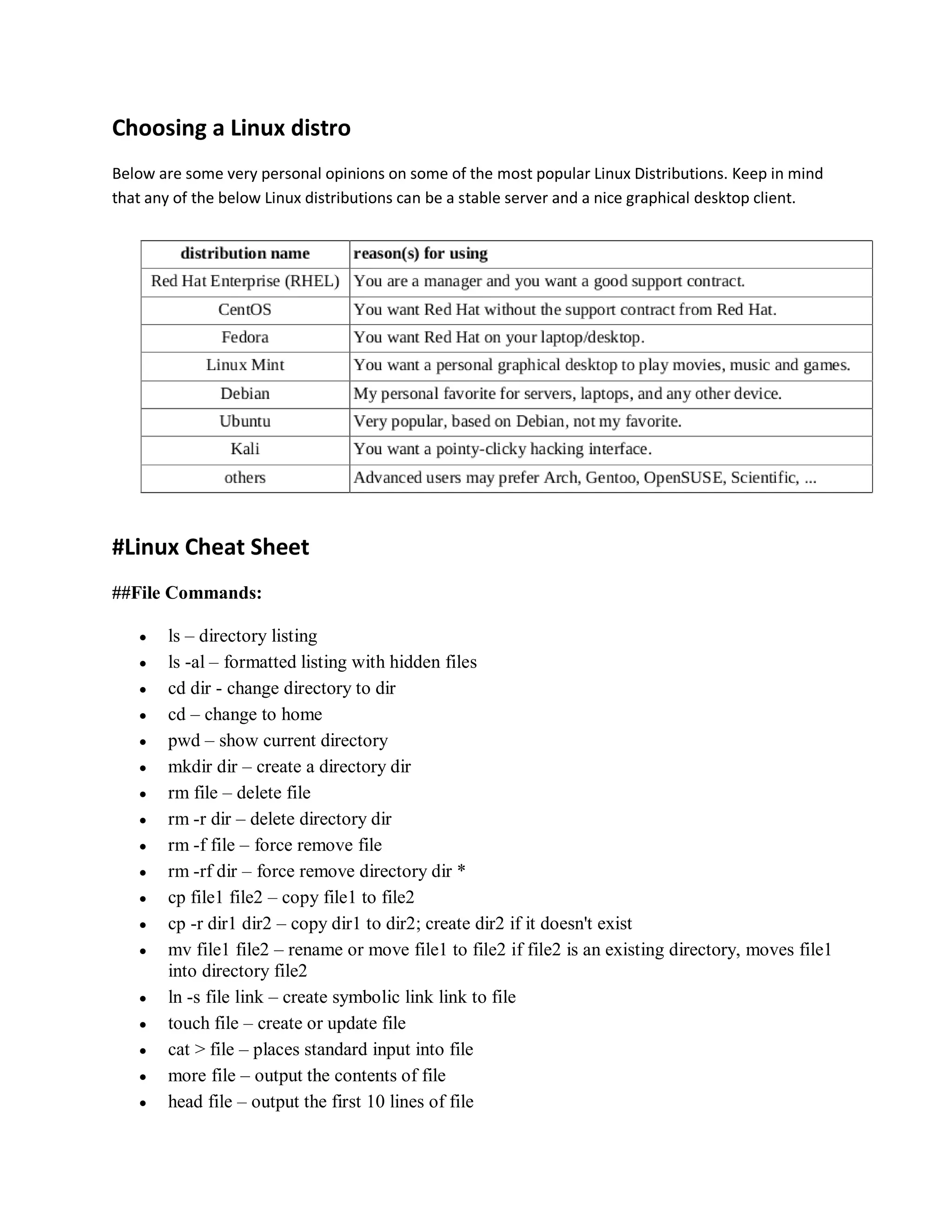 The Linux Command Cheat Sheet | PDF