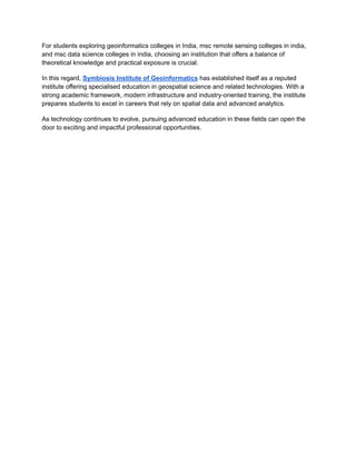 Choosing Among Geoinformatics Colleges In India And Specialised MSc ...