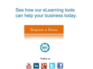 See how our eLearning tools
can help your business today.
Follow us
Request a Demo
 