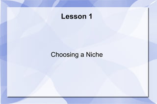 Lesson 1 Choosing a Niche 