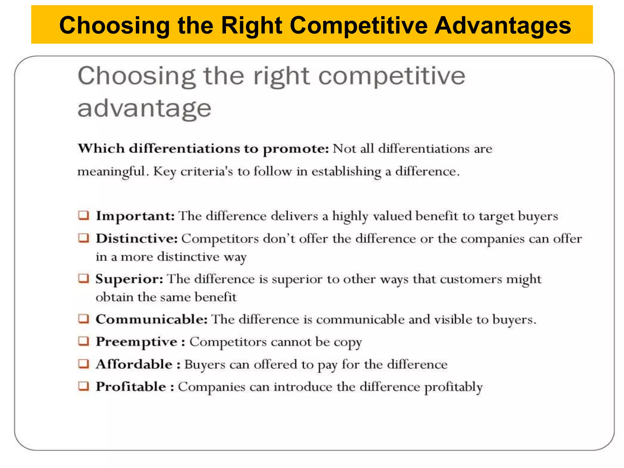 Choosing the Right Competitive Advantages