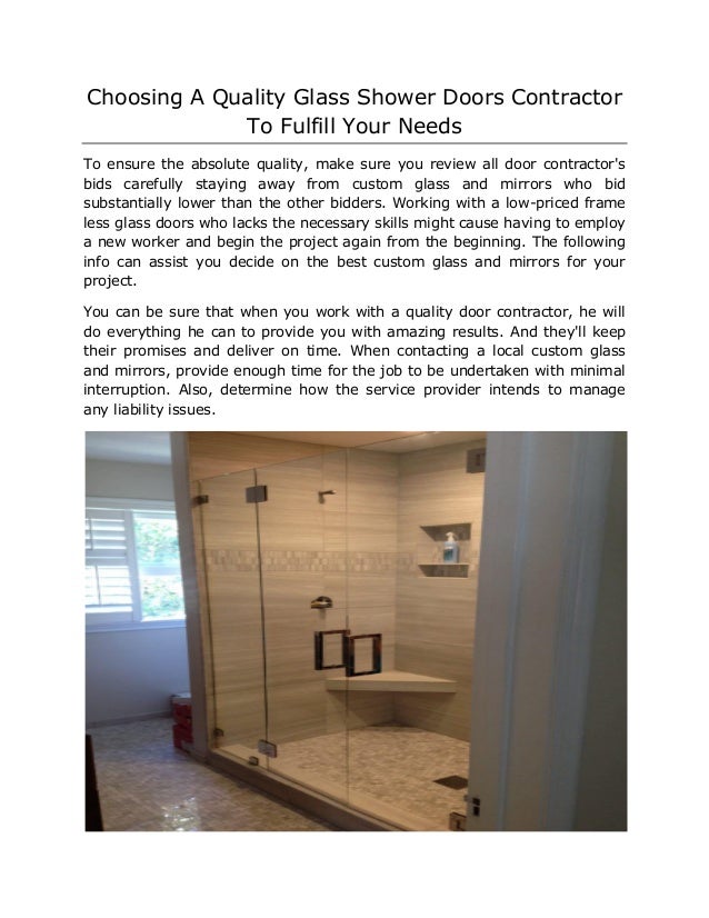 Choosing a quality glass shower doors contractor to fulfill your needs