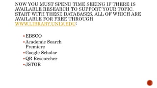 WWW.LIBRARY.UNLV.EDU
EBSCO
Academic Search
Premiere
Google Scholar
QR Researcher
JSTOR
 