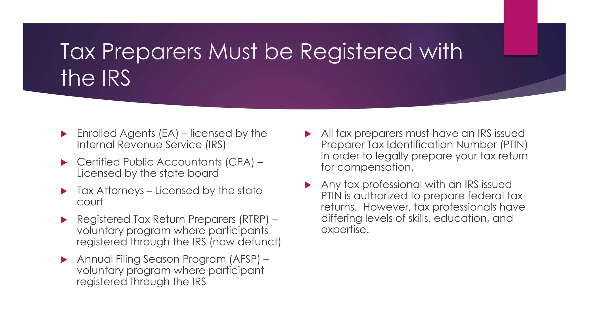 Choosing a Tax Preparer | PPTX