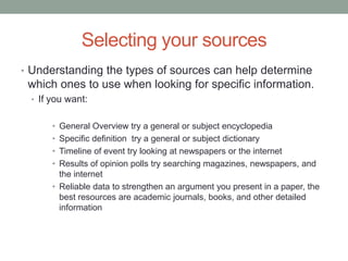 Choosing proper sources | PPTX