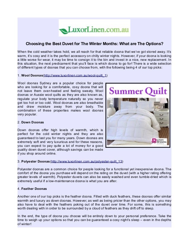 Choosing The Best Duvet For The Winter Months What Are The Options