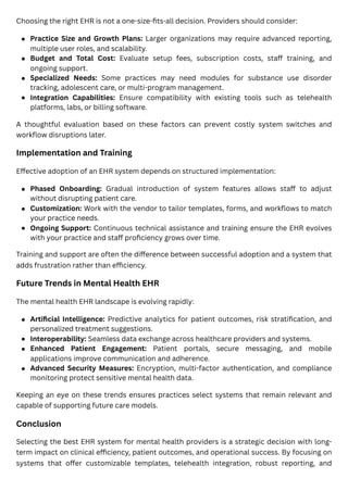 Choosing the Best EHR System for Mental Health Providers in 2025 | PDF