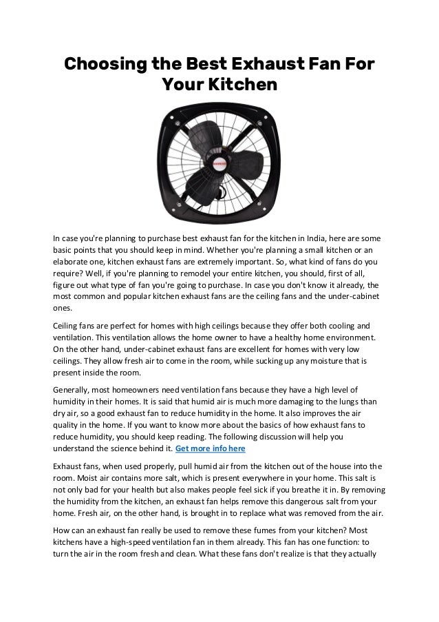 Choosing the best exhaust fan for your kitchen