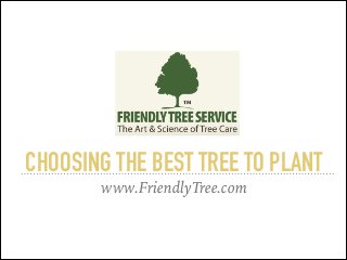 CHOOSING THE BEST TREE TO PLANT
www.FriendlyTree.com
 