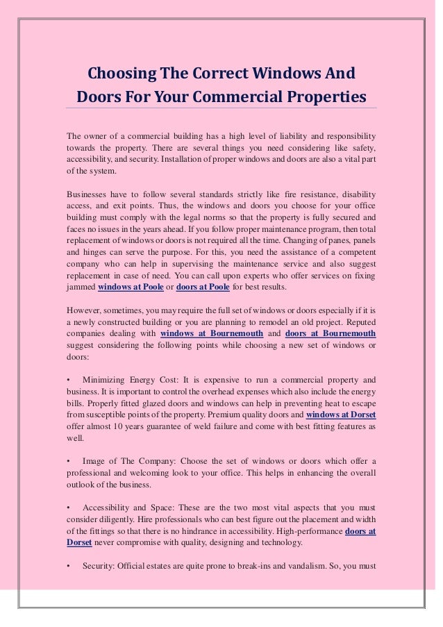 Choosing The Correct Windows And Doors For Your Commercial