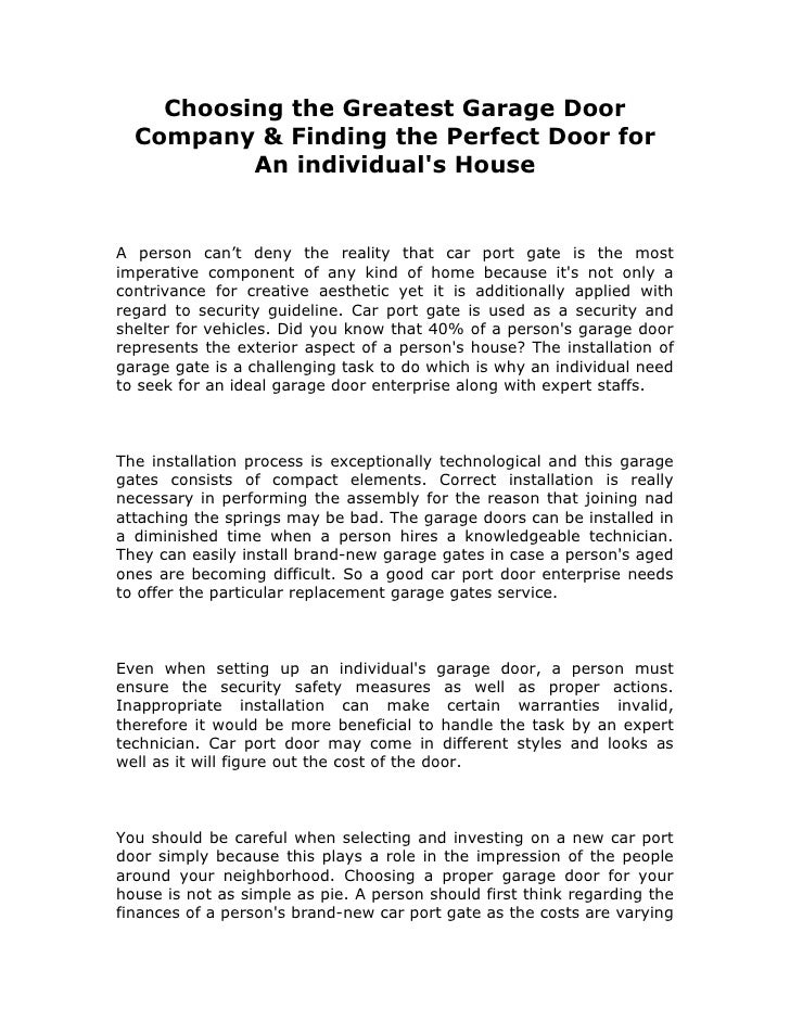 Choosing the greatest garage door company &amp; finding the perfect door