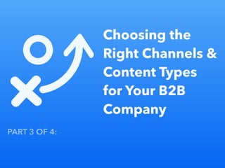 Choosing the
Right Channels &
Content Types
for Your B2B
Company
Part 1 of 4: Championing Content Marketing in a B2B Organizatio
PART 3 OF 4: Developing a B2B Content Strategy Series
 